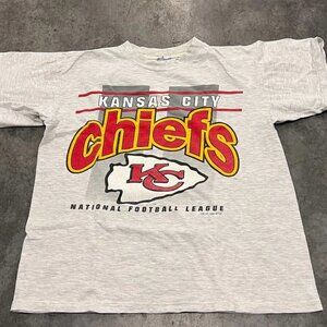 VTG 90s Kansas City Chiefs T-Shirt Mens Gray NFL Sports